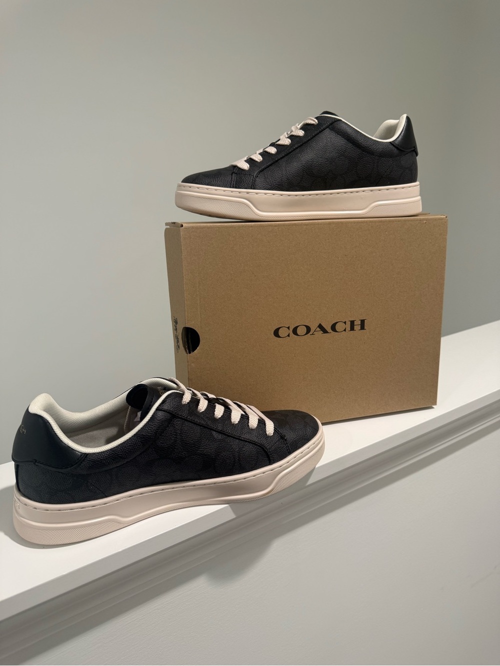Coach Black and Cream Highline Signature Sneakers